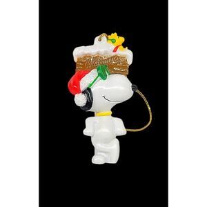 Vtg Snoopy Woodstock Peanuts Christmas Ornament North Pole Joe Cool Whitman's